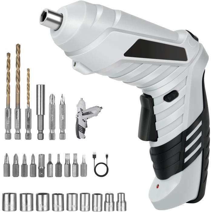 WORKPRO Visseuse Sans Fil 3,6V - 6Nm De Couple - Avec 21 Embouts Et Batterie 2000mAh - Idéale Bricolage