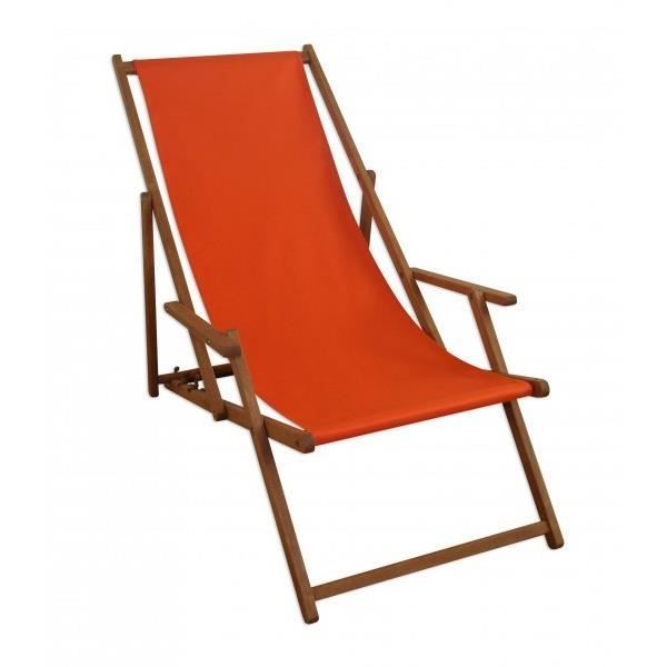 chaise longue de jardin terracotta - erst-holz - 10-309 - pliant - dossier réglable - bois massif