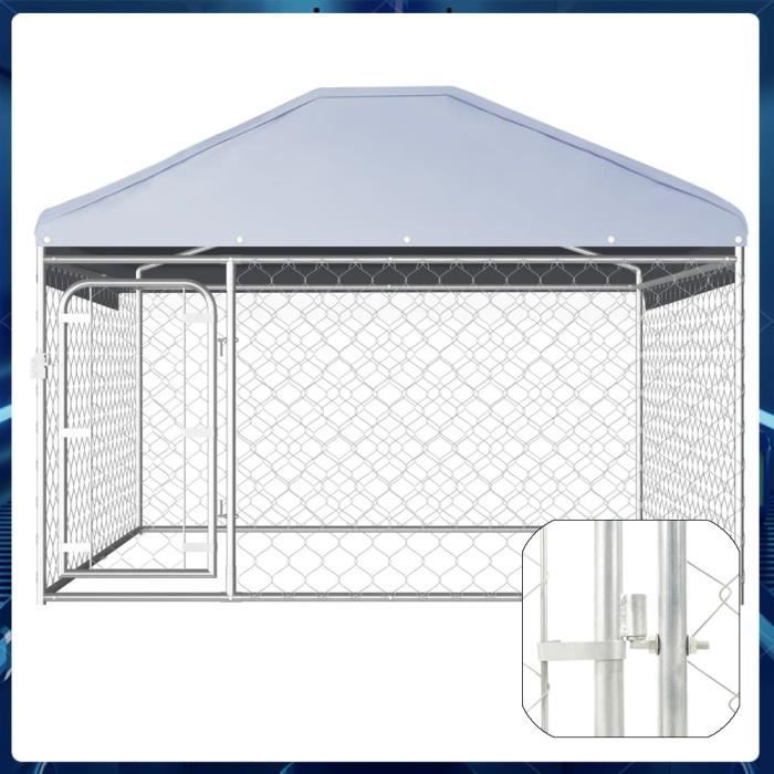 Comparer les prix de qinqimall© Chenil extérieur avec toit pour chiens 200 x 200 x 135 cm Qualité Supérieure
