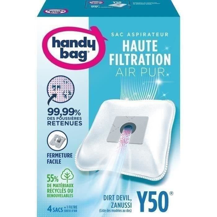 Sacs aspirateurs Handy bag® Y50® - Tornado, Glenan, Goblin - 4 sacs + 1 filtre sortie d'air à découp