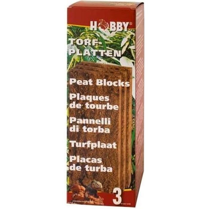 Plaques de tourbe - HOBBY - 3 pièces - Tourbe - 19 x 8 x 1 8 cm - Acidifie leau et réduit les algues