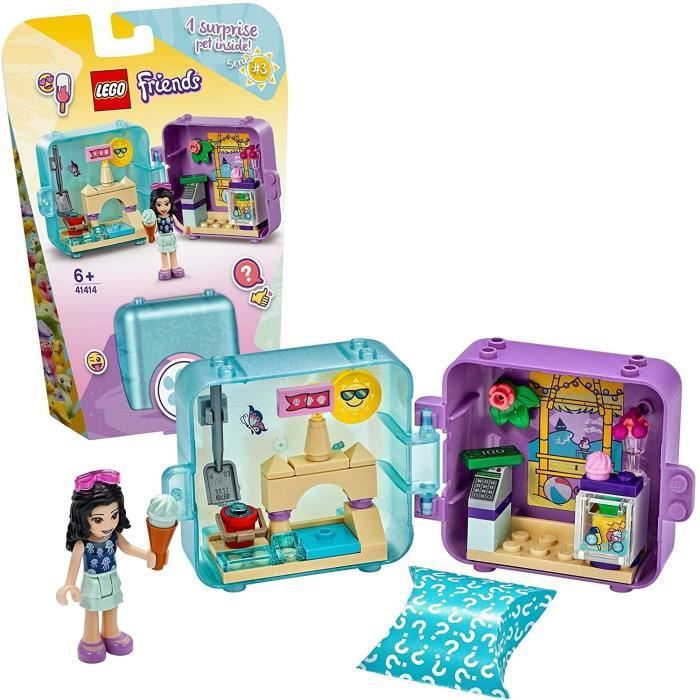 Jeu de construction - LEGO - Friends - Le cube de jeu dété dEmma - Plage - Château de sable - Chariot à glaces