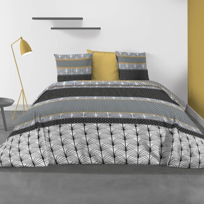 Taies doreiller- 240 x 260 cm Parure de lit avec Housse de Couette House de Couette 260 x 240 Saky Gold Parure de lit 100/% Coton Housse de Couette Parure de lit Les Ateliers du Linge/®