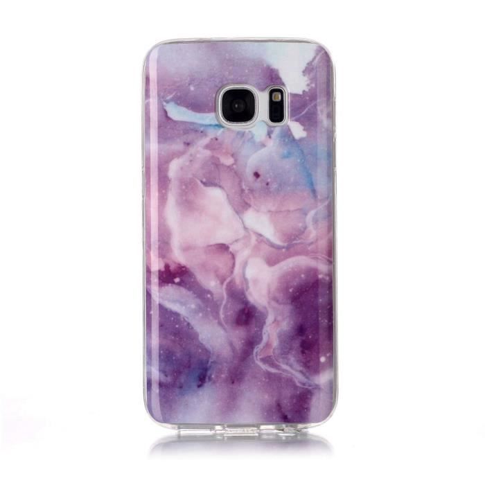 Surakey Coque Galaxy S7 Coque Géométrique Marbre Motif Ultra Fine Souple TPU Silicone Gel Case Cover Housse Étui de Protection Anti-Rayures Antichoc Bumper Case pour Galaxy S7,Violet 