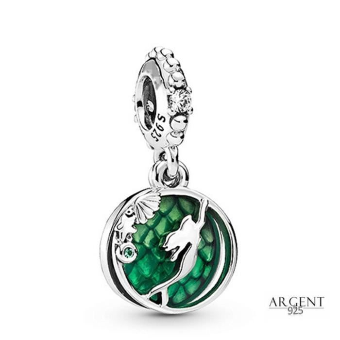 La petite sirène Ariel Shell Dangle Charm pour femme, bracelet Pandora  original, collier pendentif bricolage, bijoux - AliExpress