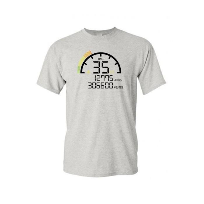 T Shirt Col Rond Anniversaire 35 Ans Compteur Bleu M Bleu Achat Vente T Shirt Cdiscount
