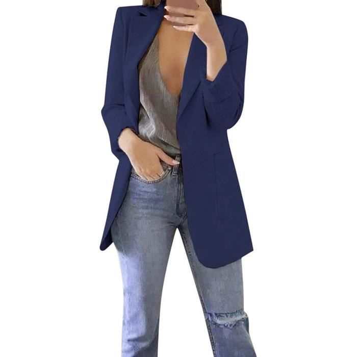 VESTE Femme Chic et Elegant Veste de Costume Sportive a col Rabattu pour Femme Veste Femme Veste Femme Cyan Cyan Cdiscount Pret a Porter