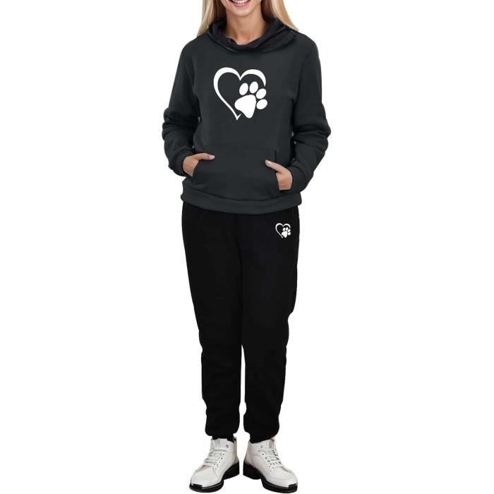Survetement Jogging Femme Ensemble Sport Pantalon Et Sweat Capuche Survetement Femme Grande Taille Ensemble Chic noir J Noir Cdiscount Pret a Porter