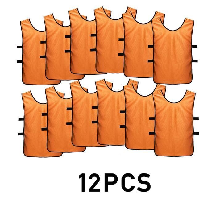 Lot De 12 Chasubles De Sport Adultes - Orange - Respirant Pour Football, Basket, Rugby - Hommes Et Femmes