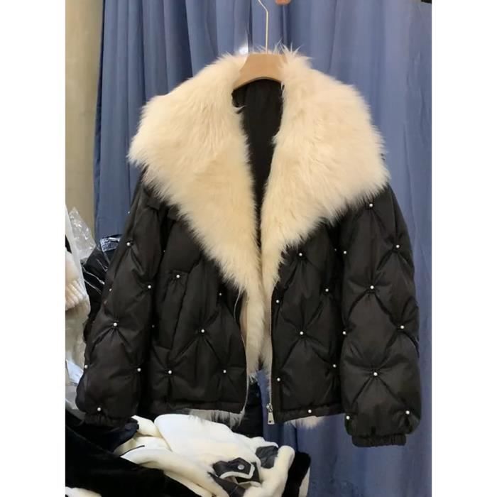 Doudoune Brillante Femme Courte Avec Col Fourrure - Parka D'hiver Chaude - Grande Taille