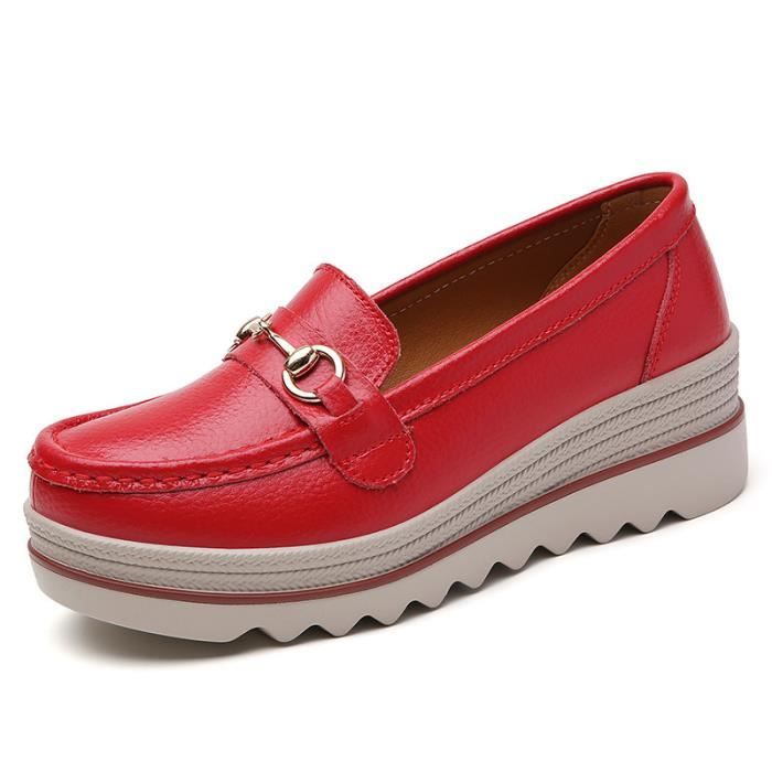 Mocassin rouge femme cuir store