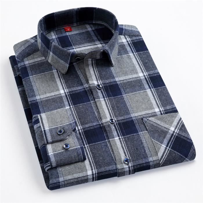 Chemise Homme été Coton-lin Manches Longues - Col V Poches - Coupe Décontractée Grande Taille Respirante
