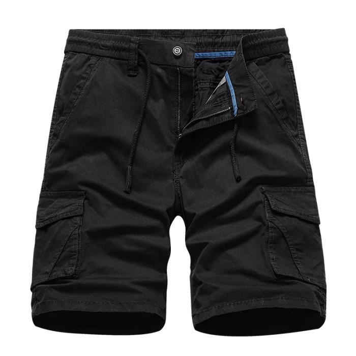 Short Cargo Homme 3/4 Coton Bermuda Multipoches - Pantacourt Décontracté Été Casual