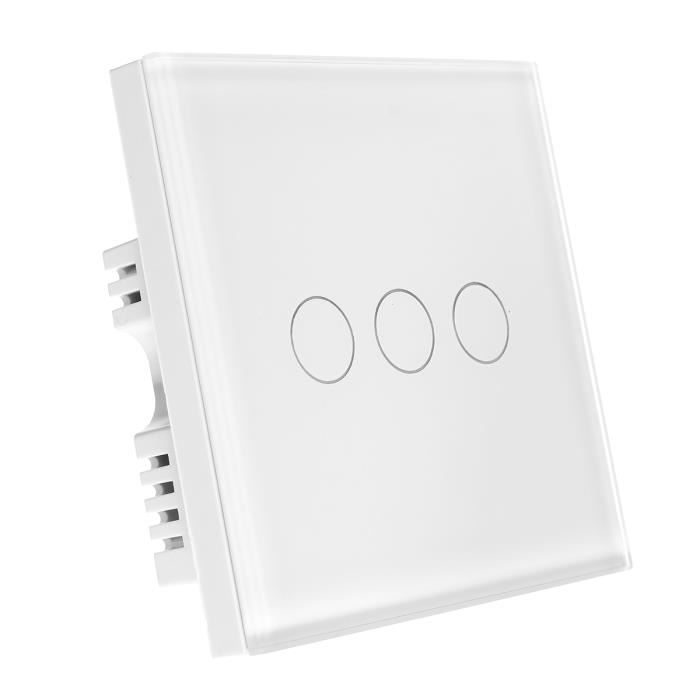IOTTY Interrupteur double WiFi intelligent verre blanc tactile compatible Google Home Alexa