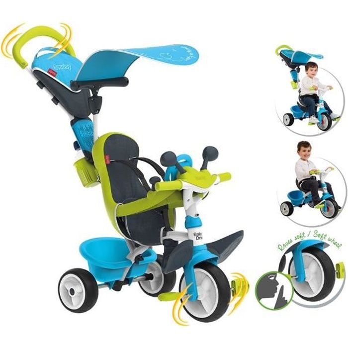 Tricycle évolutif SMOBY Baby Driver Plus - Bleu - Cdiscount Jeux - Jouets