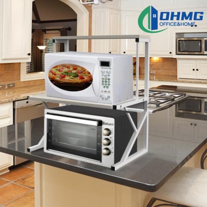 Double étagère pour micro-ondes OHMG - Érable Blanc - 65*54*30cm - 3kg