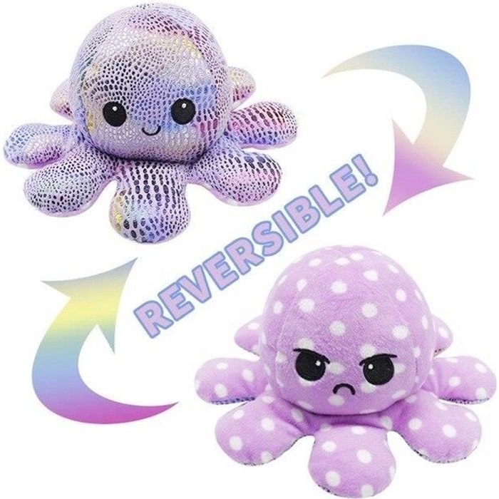 Poupee Poulpe Pieuvre Reversible Doudou Peluche Double Face Stuffed Octopus Doll 