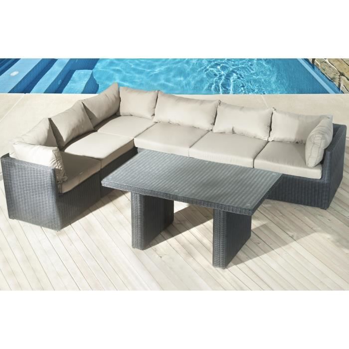 st tropez salon de jardin 6 places en resine tressee et aluminium marron et beige cdiscount jardin