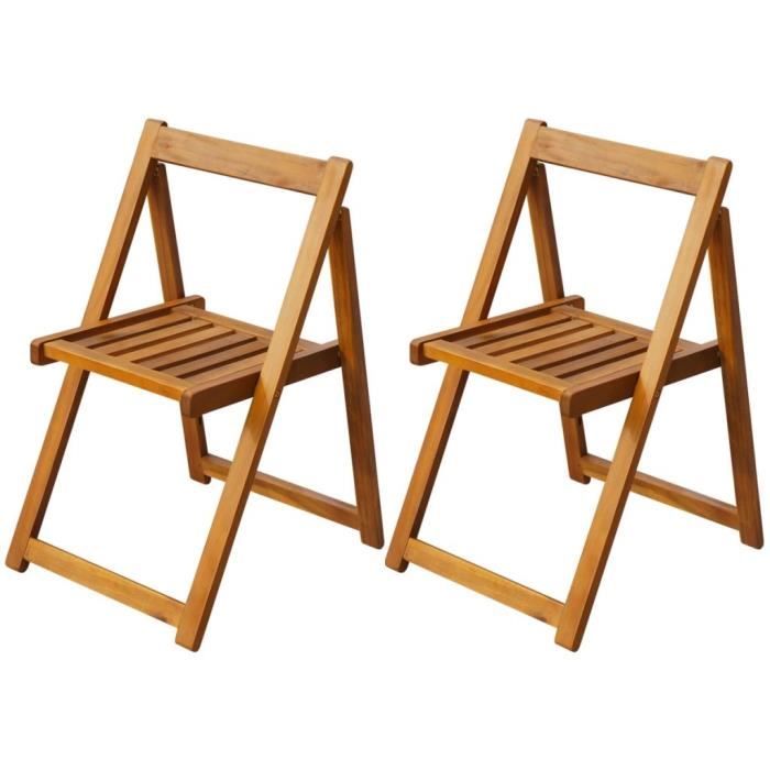 Chaise Pliante D Exterieur 2 Pieces Bois D Acacia Achat Vente Chaise Longue Chaise Pliante D Exterieur 2 Cdiscount