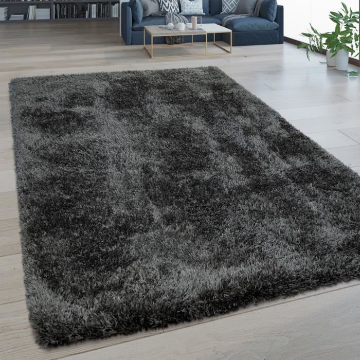 tapis salon poils longs lavable shaggy aspect flokati uni gris 120x160 cm cdiscount maison
