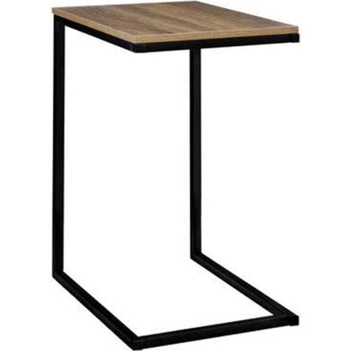 table d'appoint design "linoya" 66cm naturel & noir marron