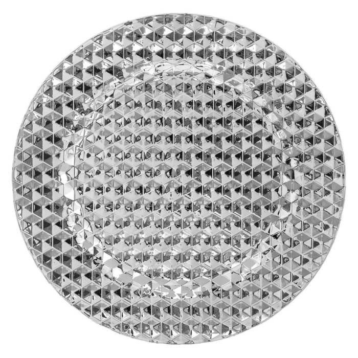 Assiette de présentation Colorama de Noël D33cm argent motif pixel - Feeric Lights & Christmas