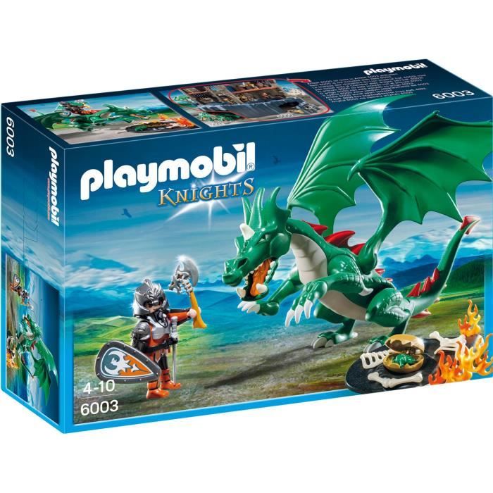 PLAYMOBIL - Chevalier avec Grand Dragon Vert - 23 pièces - Mixte - A partir  de 4 ans