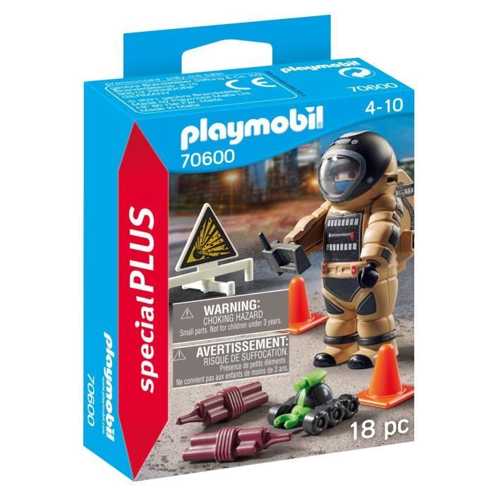 PLAYMOBIL - 70600 - Démineur - Mini robot télécommandé - Combinaison blindée - 1 personnage