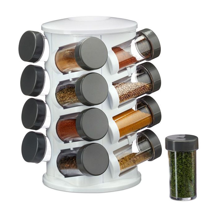 Tourniquet à épices, avec 6 Pots, étagère rotative à 360°, INOX, Verre