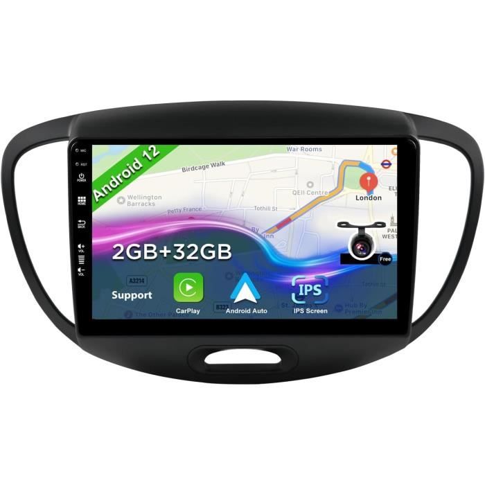 SXAUTO Autoradio Android 14 Per Hyundai I10 (2007-2013) 9 Pollici 2 Din - GPS, Carplay Wireless, DAB, Telecamera Inclusa