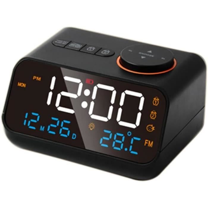 Réveil Projecteur LED USB Rechargeable - Double Alarme - Affichage Sur Plafond Ou Mur - Luminosité Réglable