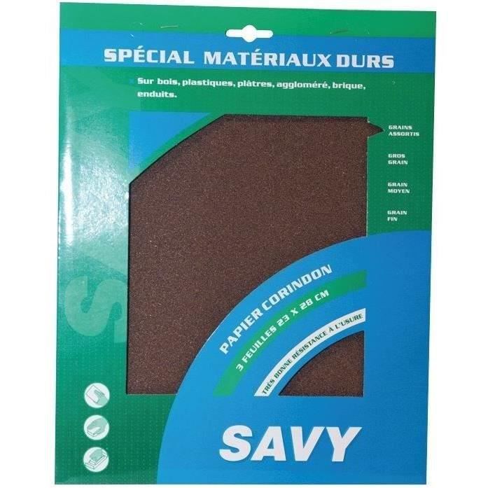 SAVY - Papier corindon grain assortis 3 feuilles A