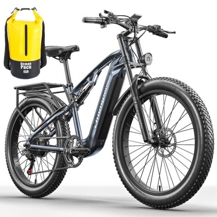 Shengmilo Vélo électrique à suspension complète 26'' 500WBAFANG moteur 48V17.5AH,vélo électrique à pneus larges mountain bike