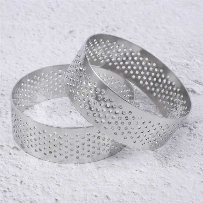 6 PièCes 6 Cm Anneau à en Acier Inoxydable Moule à Tartelettes Cercle Coupe Anneau à RéSistant à la Chaleur Perforé Gâteau Mousse Mo