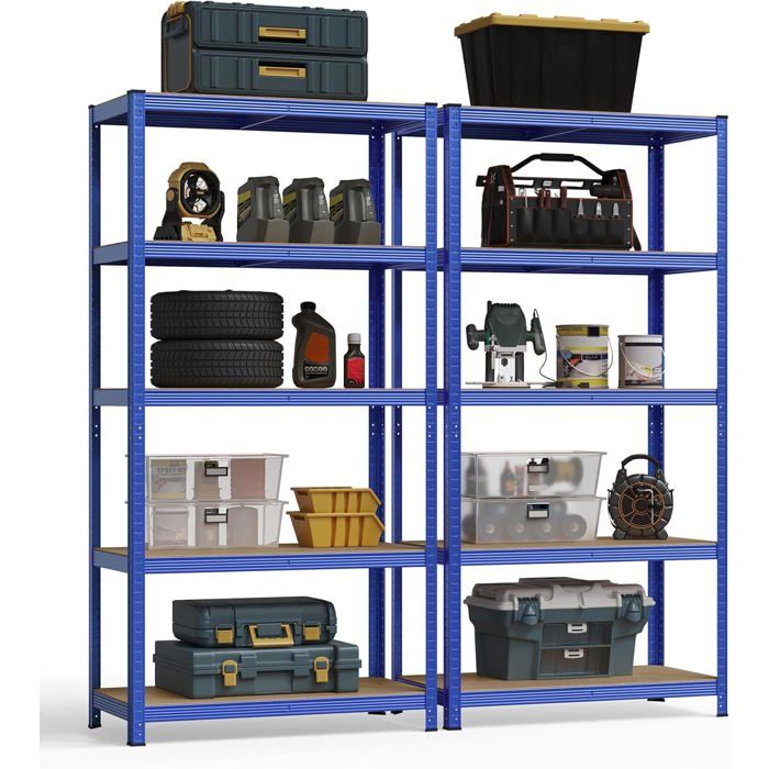 songmics lot de 2 etageres a 5 niveaux 200 x 100 x 50 cm charge totale 875 kg etagere de garage planches reglables bleu cdiscount bricolage