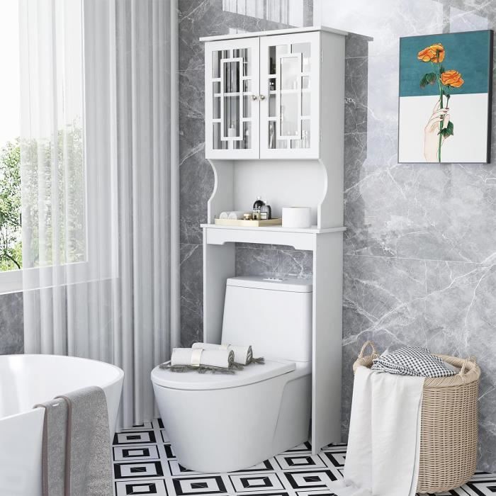 Meuble Salle De Bain étroit Roulant - 50x16x69 Cm, 2 Tiroirs, Support Papier Toilette, Roues Verrouillables - Gain De Place Pour Buanderie, Toilettes