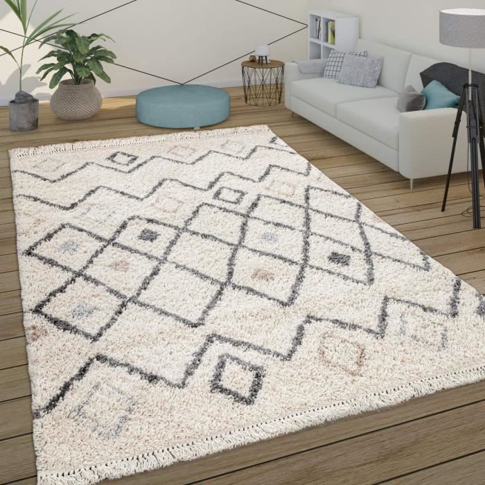 Tapis Poils Longs Paco Home 60x100cm - Style Shaggy Boho Crème - Doux Et Confortable