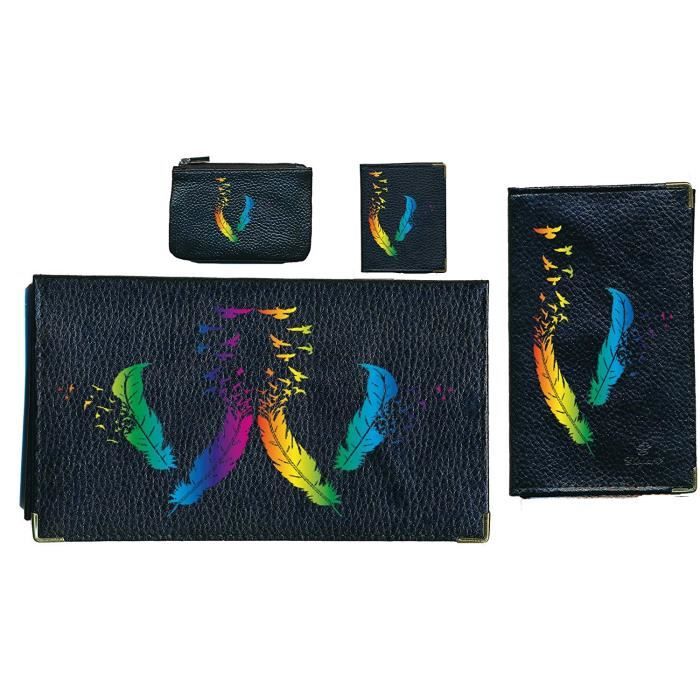 Lot Maroquinerie Lanvin Paris Vintage - Porte-monnaie Et Porte-chéquier En Cuir Noir - Occasion