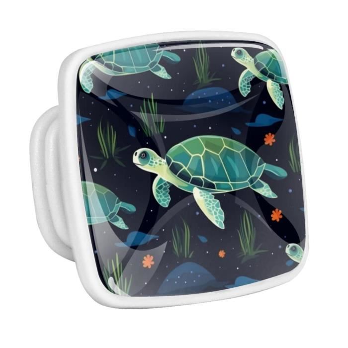 Housse De Boîte à Mouchoirs En Cuir Synthétique - Motif Tortue De Mer - 13 X 13 X 14 Cm - Décor Bohème Pour Maison