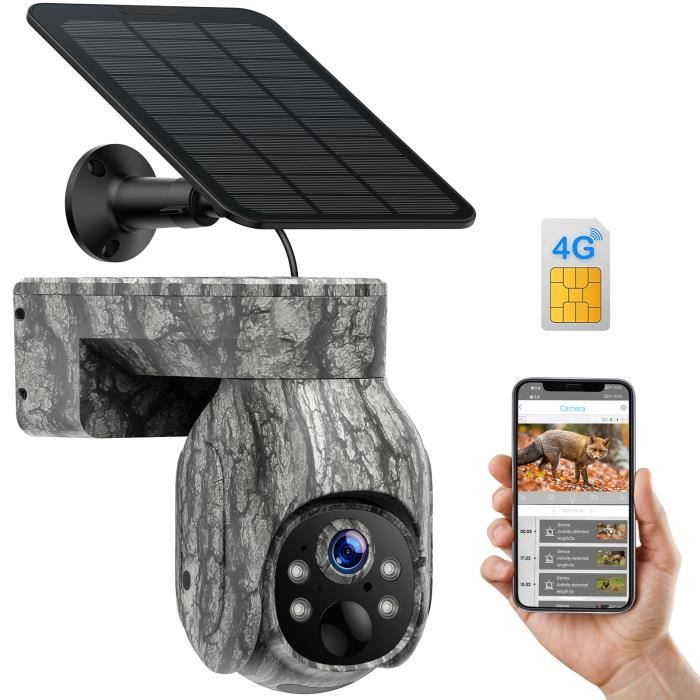 4G Caméra de chasse solaire 2K 3MP CAMPARK Caméra cellulaire sans fil 360° PTZ Panneau Solaire 8000mAh Avec SIM Carte