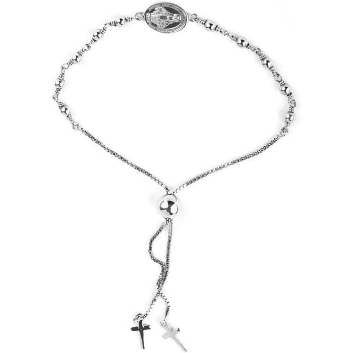 Bracelet Femme Argent 925 Avec Pendentif Croix – Fini Argent Ou Plaqué Or 14K – Chaîne Réglable 18+4 Cm – Idéal Baptême, Communion, Cadeau Religieux