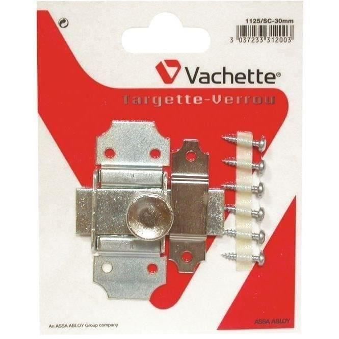 Targette plate VACHETTE - 30 mm - Nickelé - A clé