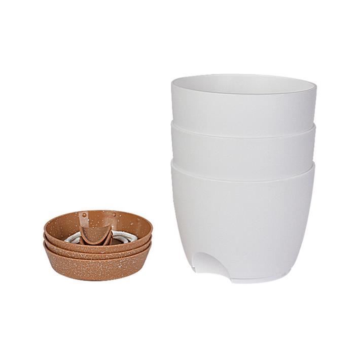 Soucoupe Roulante Pour Pot De Fleurs Avec Roulettes - Diam. 35 Cm (int.) / 38 Cm (ext.) - Blanc - Drainage Et Réservoir D'Eau