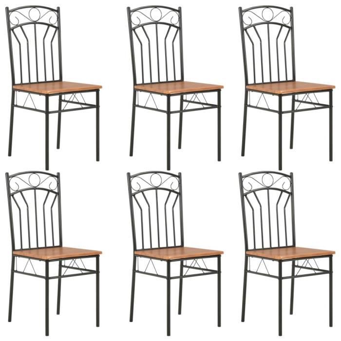 Chaises de salle à manger - VIDAXL - 6 pcs - Bois - Marron - Industriel - Loft
