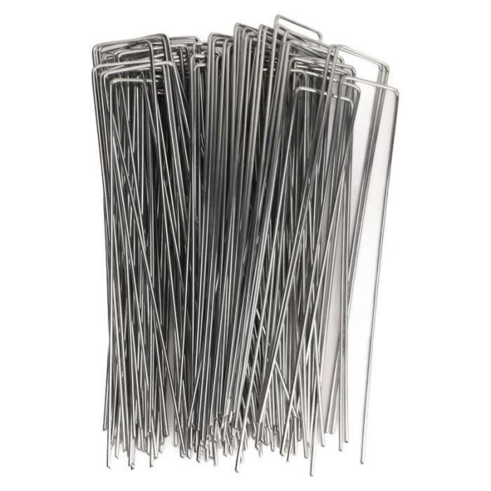 Lot 50 Piquets Antirouille – Acier Galvanisé 5x200mm, Tête En U, Pour Tentes, Bâches, Clôtures Et Plantes