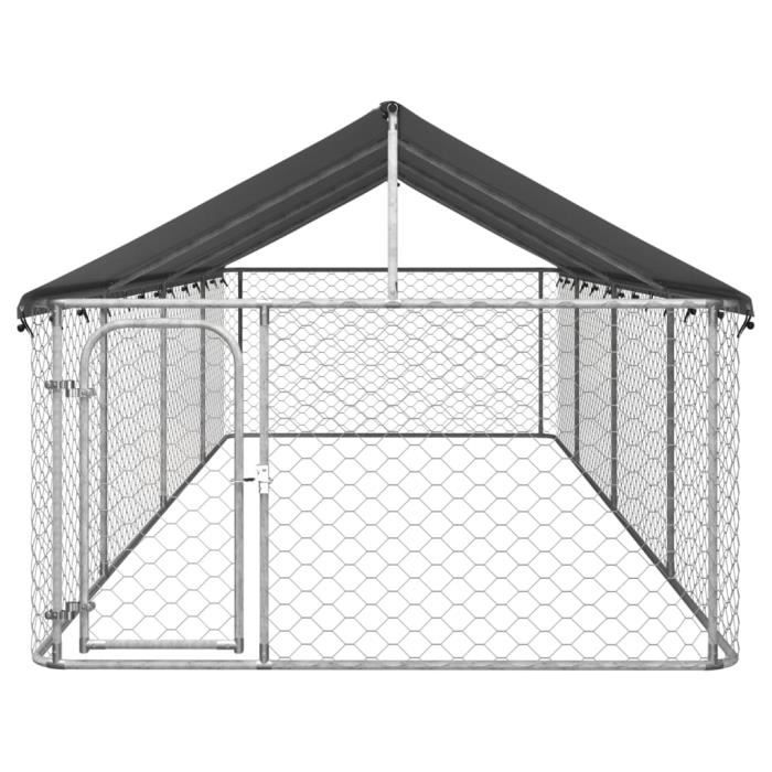 Chenil extérieur - ZERODIS - ZER7324977448003 - 600x200x150 cm - Acier galvanisé - Toit en polyéthylène