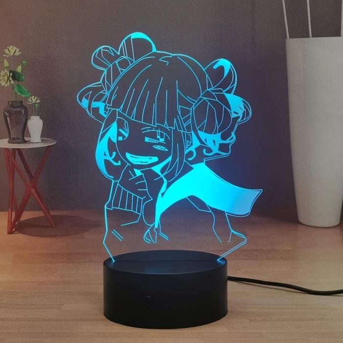 Figurine manga Himiko Toga 3D Anime Night Light,7 couleurs LED Décoration de lampe de bureau,Lampe de chambre à coucher pour enfants