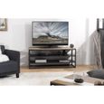 MACABANE LEANDRE - Meuble TV noire bois acacia et métal 2 étagères-1