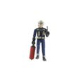 Figurine pompier BRUDER avec casque, gants et accessoires - 10,7 cm-1