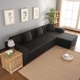 Dan&Dre Housse de canapé de protection 3 +2 places en L d'angle en polyester pour meubles de maison douce luxueuse - noir-1